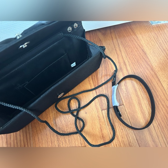 NWOT vintage black satin evening clutch bag - Picture 6 of 8